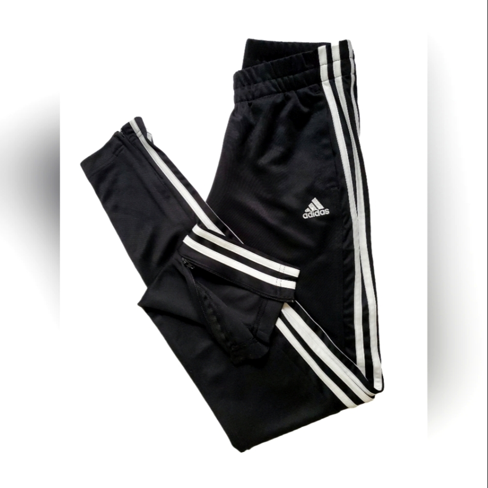 adidas Climalite 3 Stripes Track Pants with Ankle Zipper, Size XS
